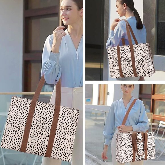 Laptop Tote Bag for Women Work 15.6 inch Canvas Shoulder Bags Computer Messenger - Picture 7 of 9
